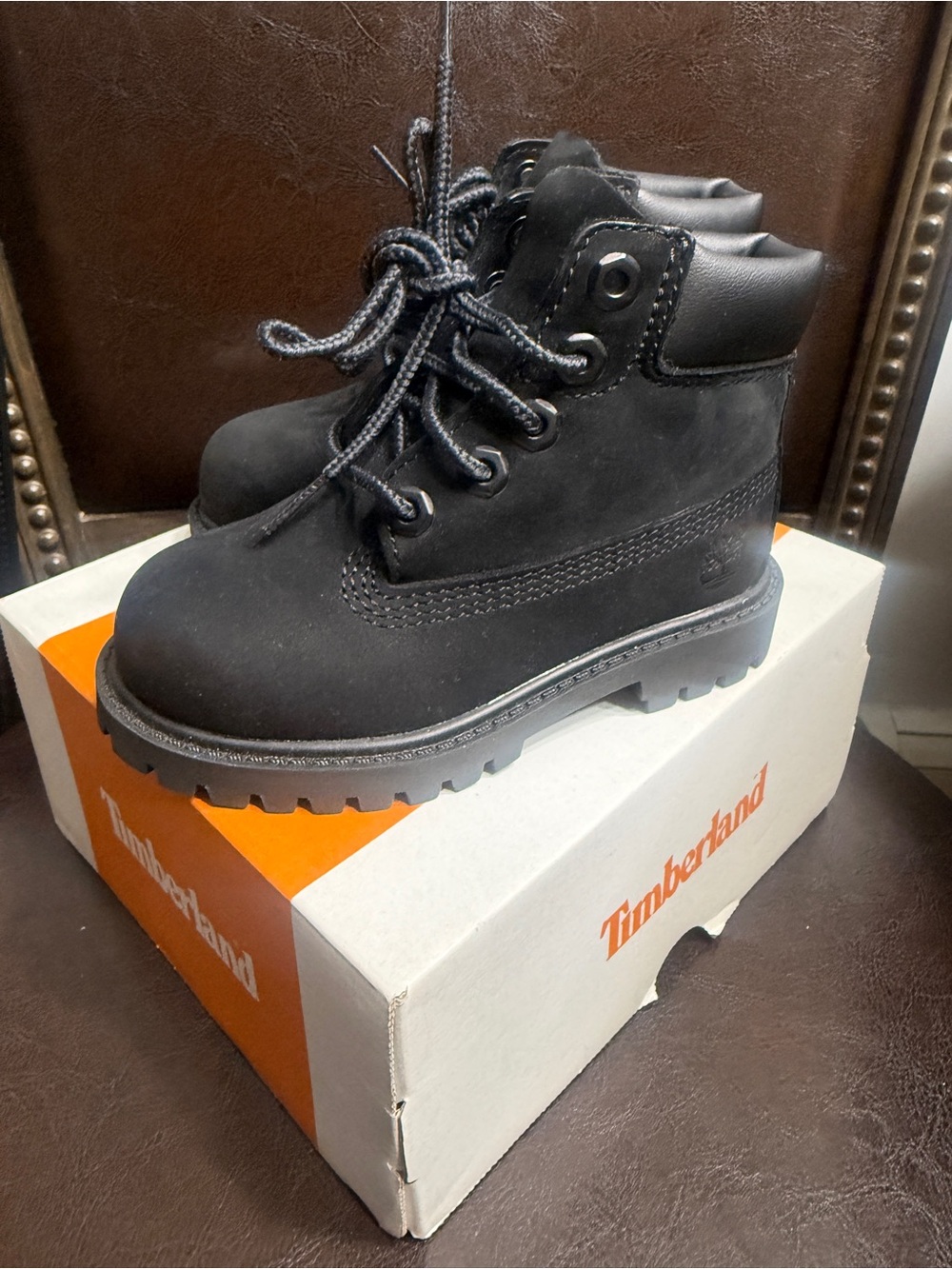 Timberland Kids Black Lace-Up Nubuck Boots